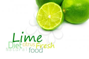 Fresh ripe lime. Isolated on white background