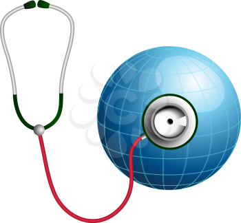 Stethoscope with blue globe