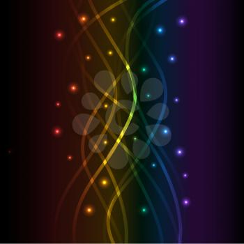 Abstract glowing background with lights and lines. Vector illustration