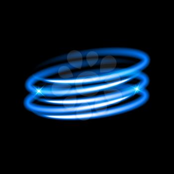 Neon blue circles. Light effect. Vector illustration.
