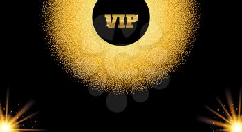 Abstract golden VIP invitation card with glow light effect. Vector illustration