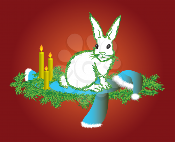 Royalty Free Clipart Image of a Holiday Rabbit
