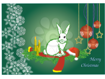 Royalty Free Clipart Image of a Christmas Rabbit Background