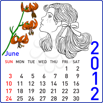 Royalty Free Clipart Image of a June Calendar