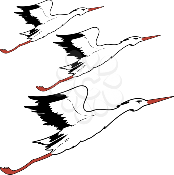 Royalty Free Clipart Image of Storks