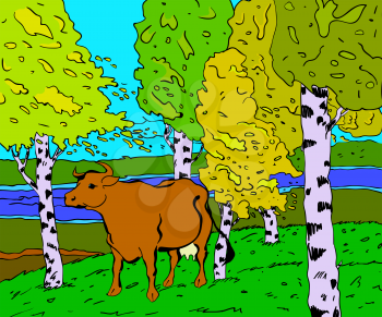 Royalty Free Clipart Image of a Cow