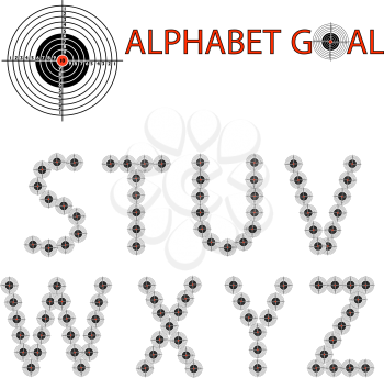Royalty Free Clipart Image of a Shooting Target Themed Alphabet