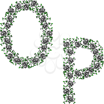 Royalty Free Clipart Image of Floral Letters