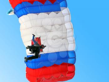 Parachutist Jumper in the helmet after the jump