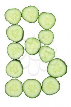 Vegetable Alphabet of chopped cucumber  - letter B