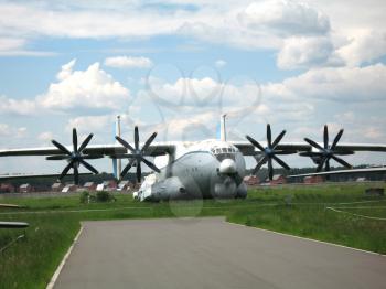 Moscow, Monino transport plane AN-22 on parking.
