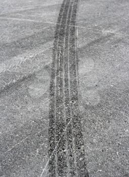 Traces of a braking on an asphalt