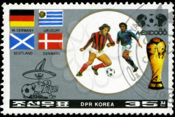 NORTH KOREA - CIRCA 1986: A stamp printed by North Korea, shows World Cup soccer Championships, Mexico City, circa 1986.