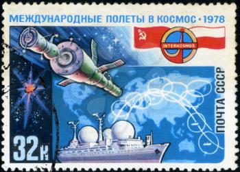 USSR - CIRCA 1978: A Postage Stamp Shows the International Flights in the Space, circa 1978