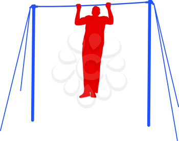 Silhouette of an athlete on the horizontal bar. Vector illustration.