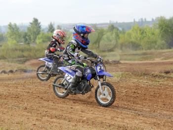 ARSENYEV, RUSSIA - AUG 30: Rider participates in the  round of the 2014 Russia motocross championship on August 30, 2014 in Arsenyev, Russia.