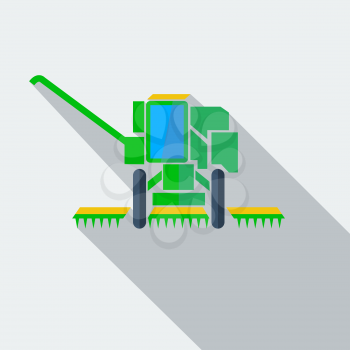 Modern flat design concept icon combine harvester. Vector illustration.