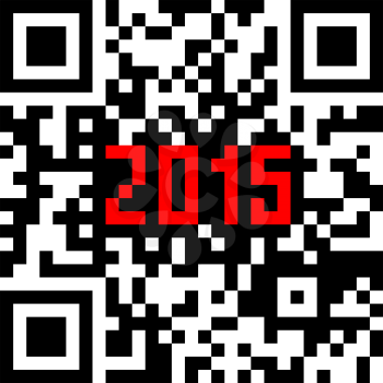 2015 New Year counter, QR code vector.