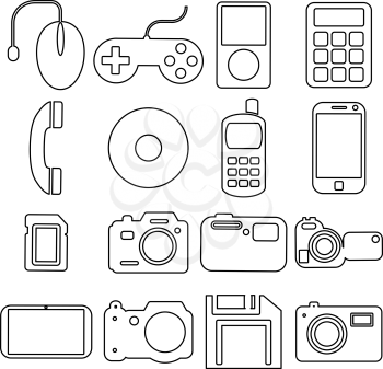 Collection flat icons with long shadow. Multimedia symbols. Vector illustration.