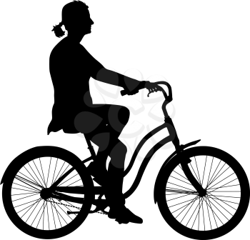 Silhouette of a cyclist girl. vector illustration.