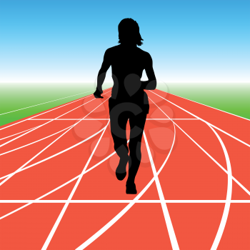 Silhouettes. Runners on sprint women vector illustration.