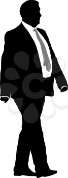 Silhouette businessman man in suit with tie on a white background. Vector illustration.