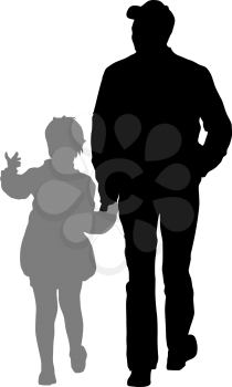 Silhouette of happy family on a white background. Vector illustration