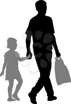 Silhouette of happy family on a white background. Vector illustration