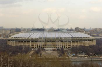 Luzhniki stadium in Moscow, veiw from Vorobyovy Hills viewpoint.
