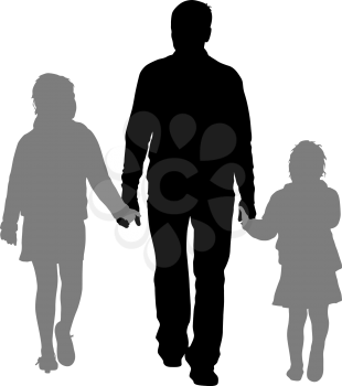 Silhouette of happy family on a white background. Vector illustration