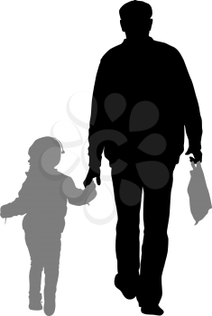 Silhouette of happy family on a white background. Vector illustration