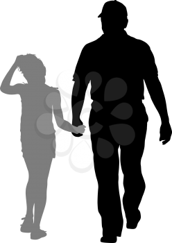 Silhouette of happy family on a white background.