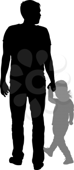 Silhouette of happy family on a white background.