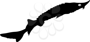 Black silhouette of aquarium fish on white background.