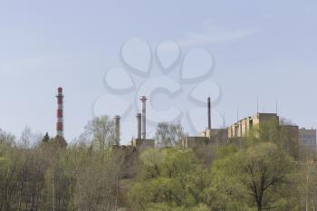 Petrochemical plant with on the sky background.