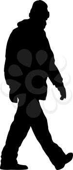 Silhouette man standing, people on white background.
