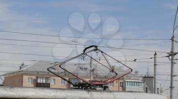 Electric transport, tram ride through the intersection.