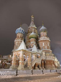 Saint Basil's Resurrection Cathedral tops on the Moscow Russia. Red Square.