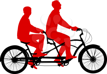 Silhouette of a tandem cyclist on a white background.