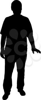 Silhouette of a walking man on a white background.