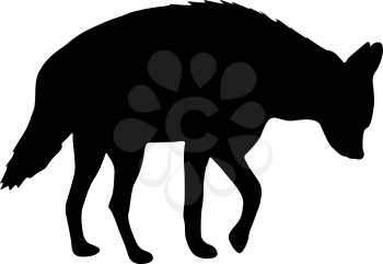 Silhouette of hyena on a white background.