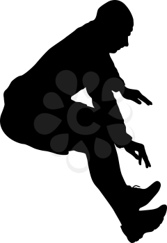 Silhouettes man long jump on white background.
