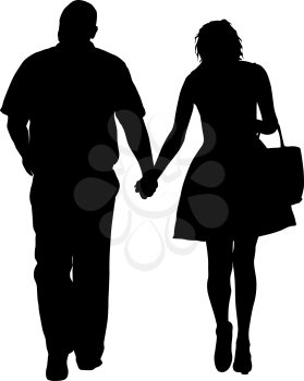 Couples man and woman silhouettes on a white background.
