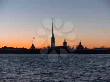 Peter and Paul Fortress night is the original citadel of St. Petersburg, Russia.