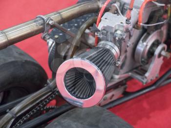 Close up detail of tuned car engine.