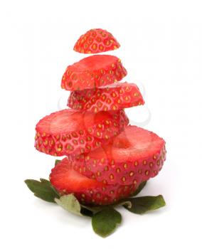 Sliced strawberry isolated on white background