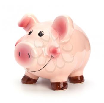 Lucky piggy bank isolated on white background