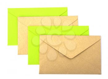 envelopes isolated on white background close up