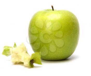 core of an apple isolated white background