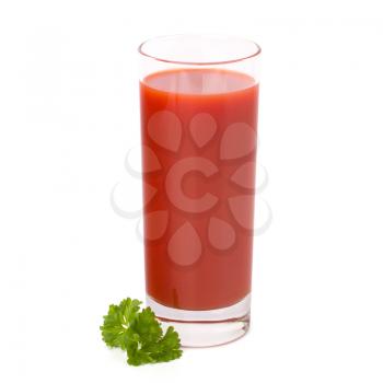 tomato juice glass isolated on white background